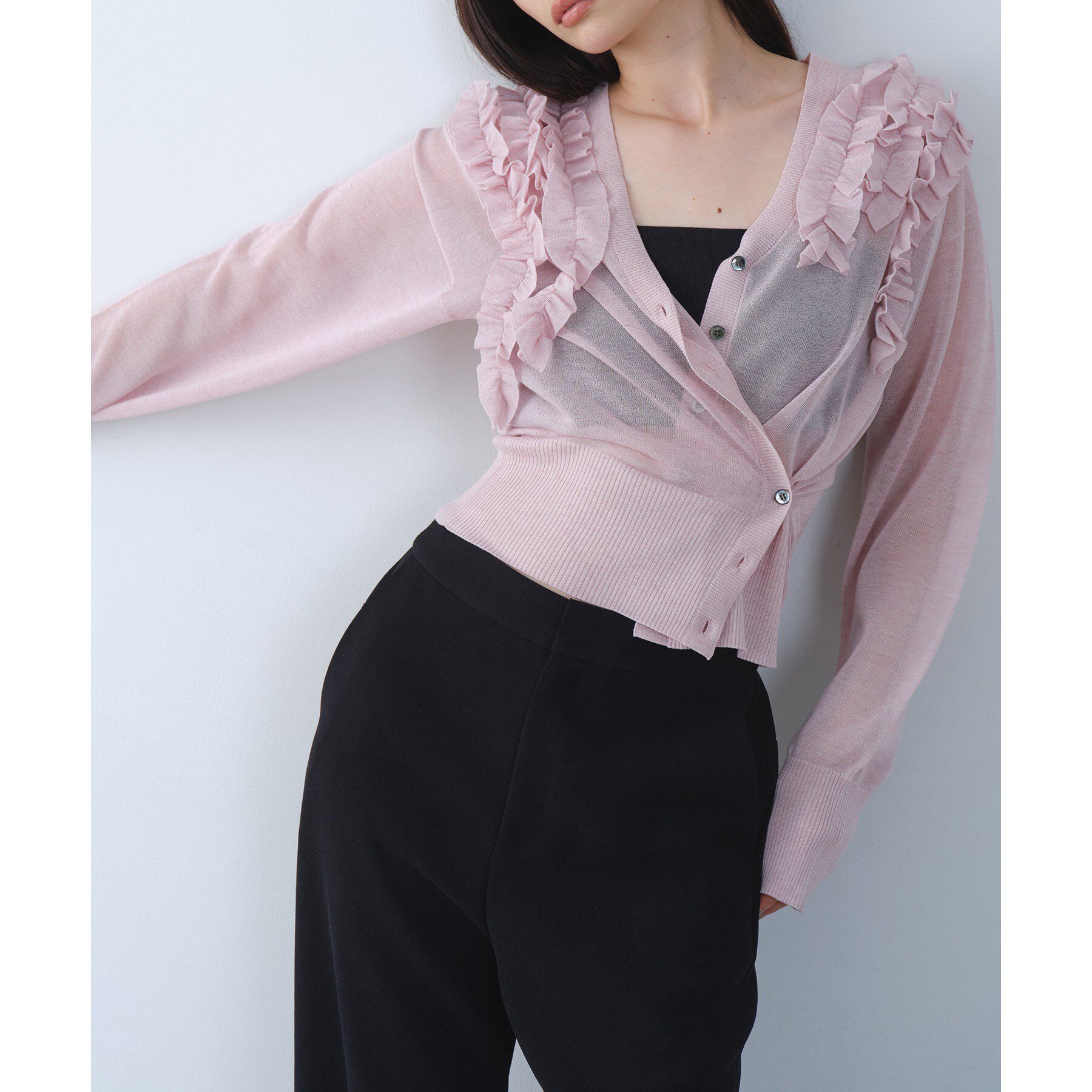 CODE A「3way frill cardigan」|カーディガン|ライトピンク(070