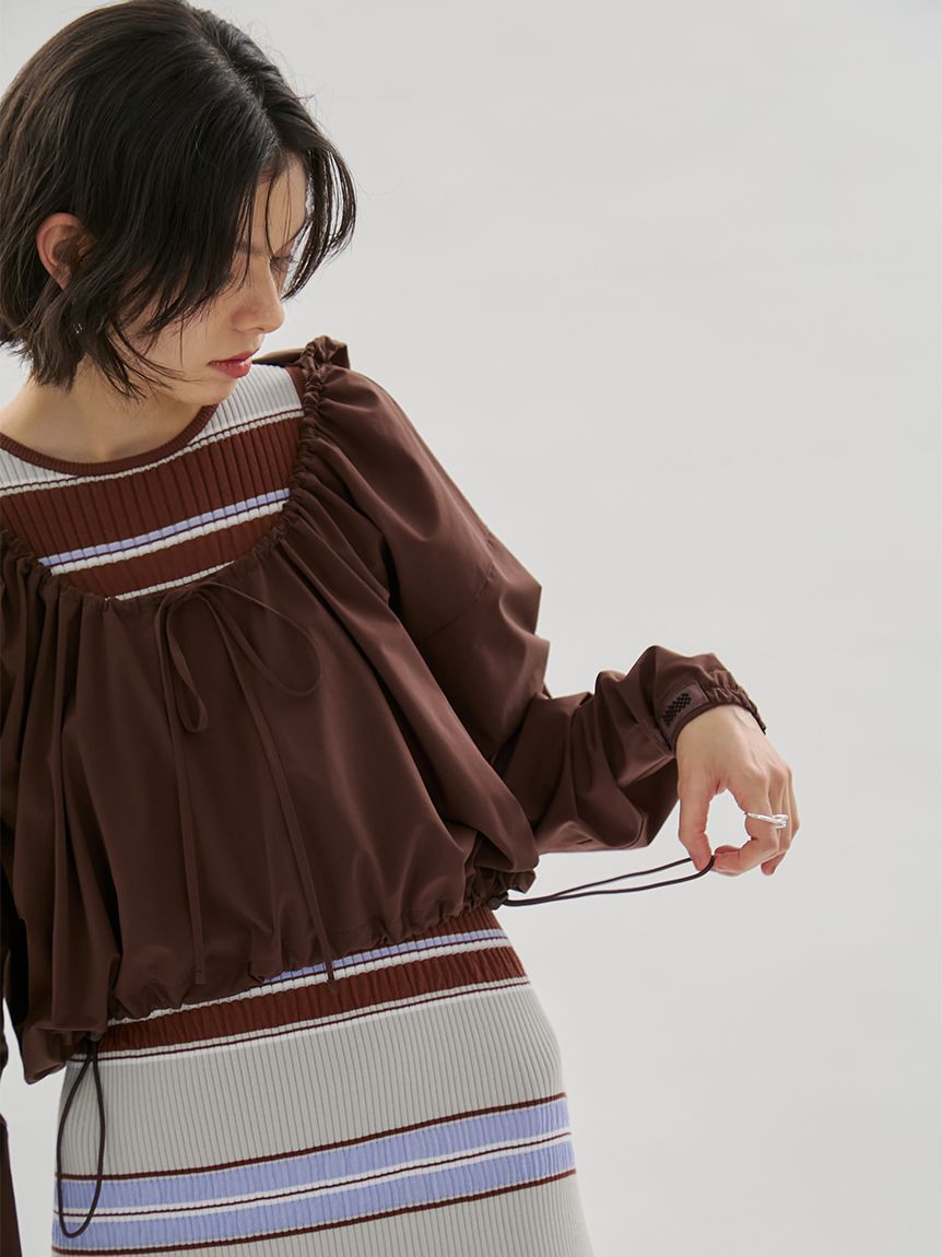 emmi atelier「【Movique】ギャザーショートフーディー/撥水/UVカット/接触冷感」|スウェット・ジャージ|