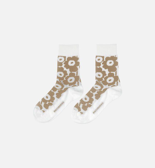Marimekko「Kirmailla Unikko ソックス」|ソックス|ベージュ&times;ホワイト