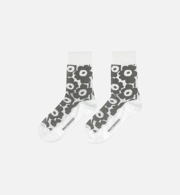 Marimekko「Kirmailla Unikko ソックス」|ソックス|グレー&times;ホワイト
