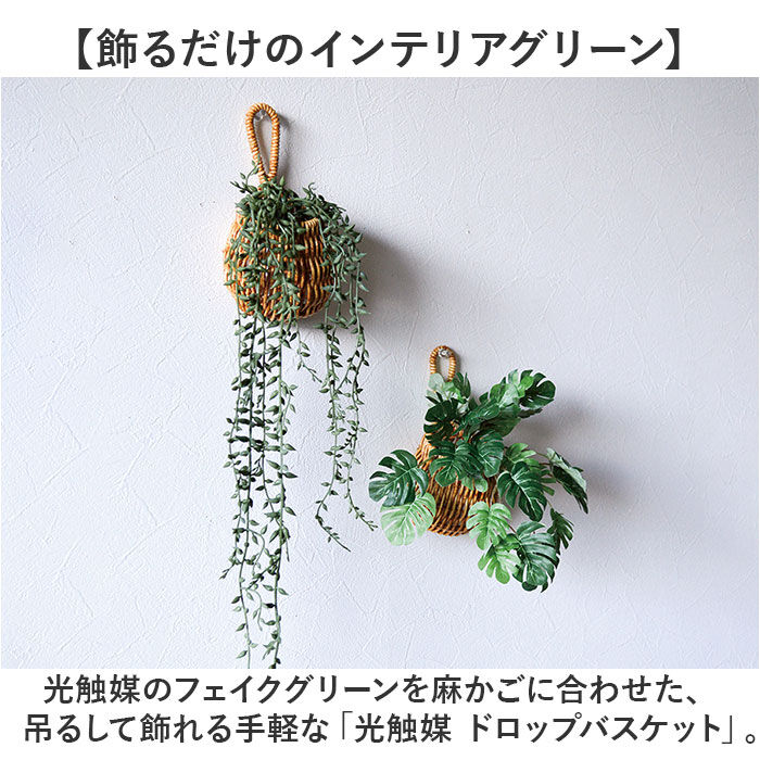 BACKYARD FAMILY「ドロップバスケット 通販 光触媒 フェイクグリーン バスケット かご インテリアグリーン」|その他|