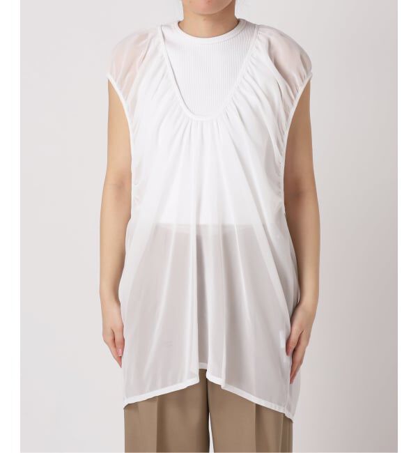  「GATHERED CHIFFON TANK：ブラウス」|シャツ・ブラウス|