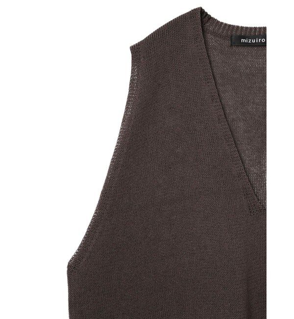 mizuiro ind「mizuiro ind リネンライクVネックワイドベスト」|ベスト・ジレ|