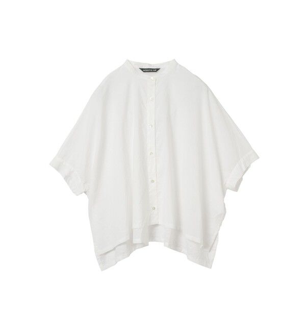 mizuiro ind「mizuiro ind コットンリネンスタンドカラーワイドシャツ」|シャツ・ブラウス|