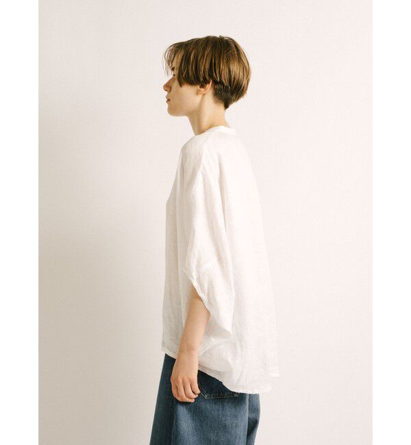 mizuiro ind「mizuiro ind リネンスタンドカラーコクーンシャツ」|シャツ・ブラウス|