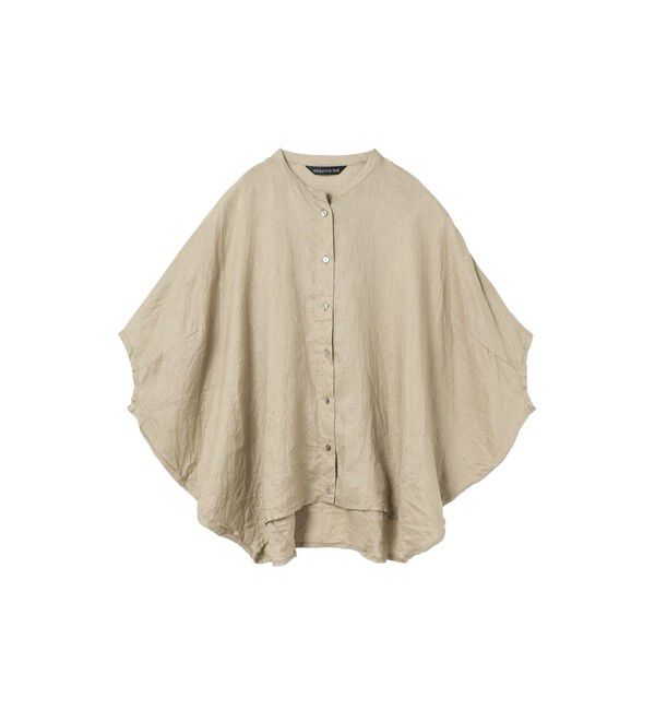 mizuiro ind「mizuiro ind リネンスタンドカラーコクーンシャツ」|シャツ・ブラウス|ベージュ