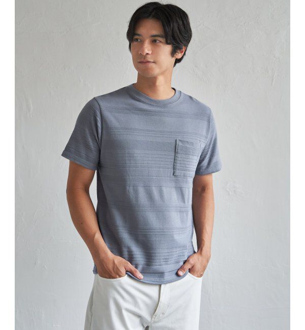 IKKA LOUNGE「冷感リップルボーダーT」|Tシャツ・カットソー|