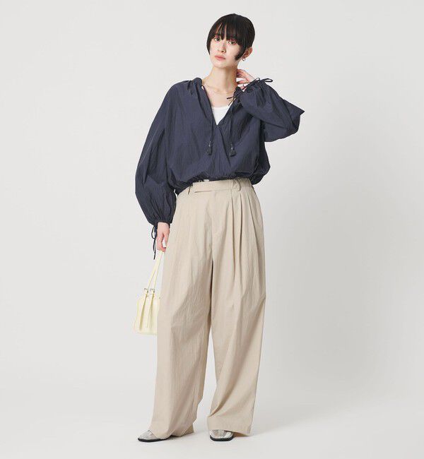 ナイロンコットン ワイドタックパンツ ウォッシャブル（BEAUTY&YOUTH