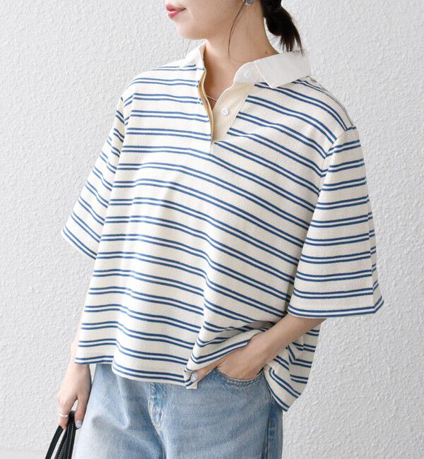 SHIPS any「SHIPS any:〈洗濯機可能〉パイル ボーダー ラガーTEE」|Tシャツ・カットソー|