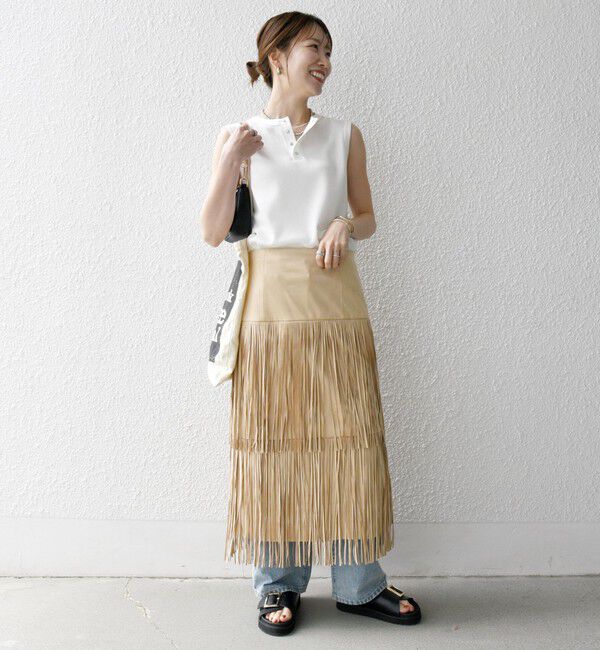SHIPS any「SHIPS any:〈洗濯機可能〉ワッフル ヘンリーネック 2WAY ノースリーブ TEE」|タンクトップ|
