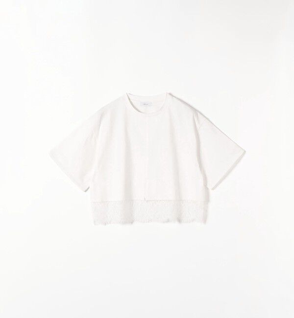 SHIPS any「《一部予約》SHIPS any:〈洗濯機可能〉ジップ レース ヘム ハーフスリーブ TEE」|Tシャツ・カットソー|