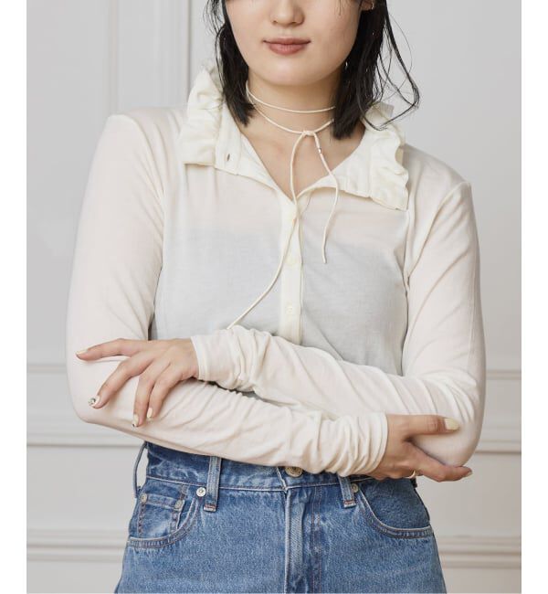 IENA LA BOUCLE「《追加》IENA LA BOUCLE フリルヘンリーネックカットソー」|Tシャツ・カットソー|