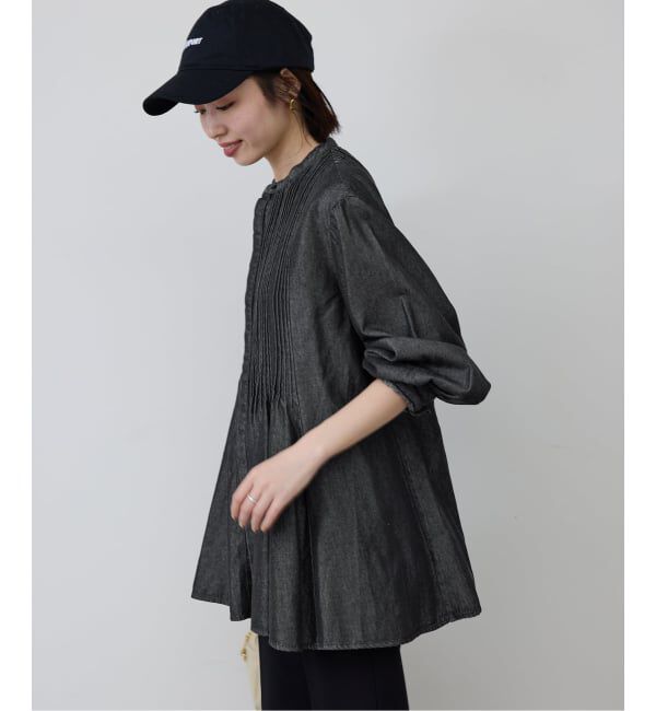 SLOBE IENA「《WEB限定/追加》LEDENIM ボサム ペプラムデニムブラウス」|シャツ・ブラウス|