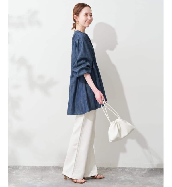 SLOBE IENA「《WEB限定/追加》LEDENIM ボサム ペプラムデニムブラウス」|シャツ・ブラウス|