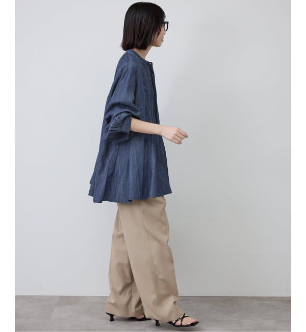 SLOBE IENA「《WEB限定/追加》LEDENIM ボサム ペプラムデニムブラウス」|シャツ・ブラウス|