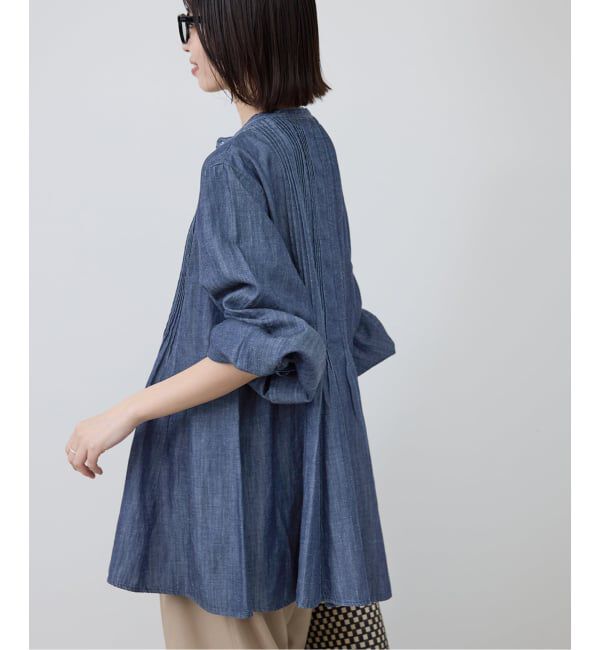 SLOBE IENA「《WEB限定/追加》LEDENIM ボサム ペプラムデニムブラウス」|シャツ・ブラウス|