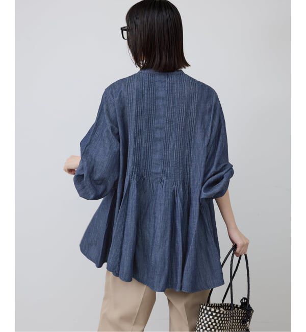 SLOBE IENA「《WEB限定/追加》LEDENIM ボサム ペプラムデニムブラウス」|シャツ・ブラウス|