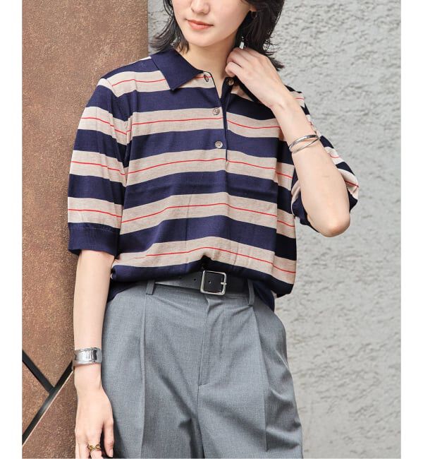 JOURNAL STANDARD「ウォッシャブル ポロシャツ」|ニット・セーター|ネイビー