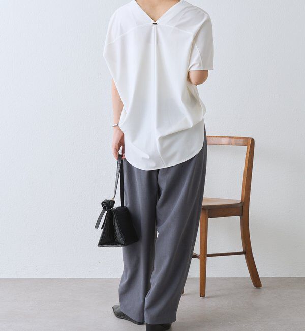  「予約【接触冷感/紫外線防止/セットアップ可】Vネックコクーンカットソー」|Tシャツ・カットソー|