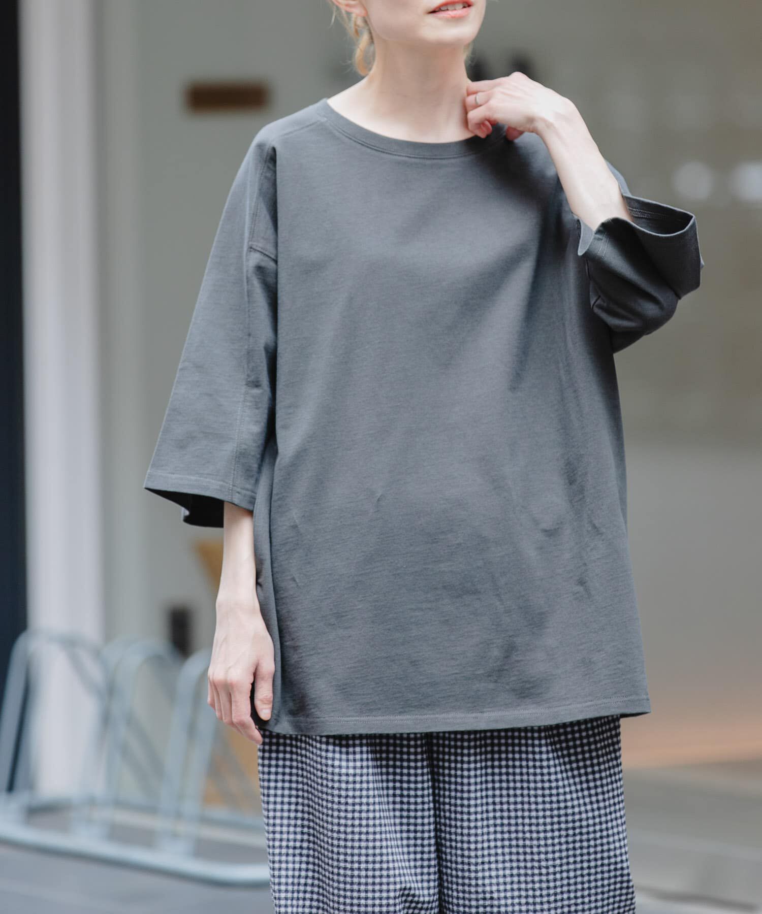 URBAN RESEARCH DOORS「FORK&SPOON　ラグランスリーブビッグTシャツ」|Tシャツ・カットソー|チャコールグレー