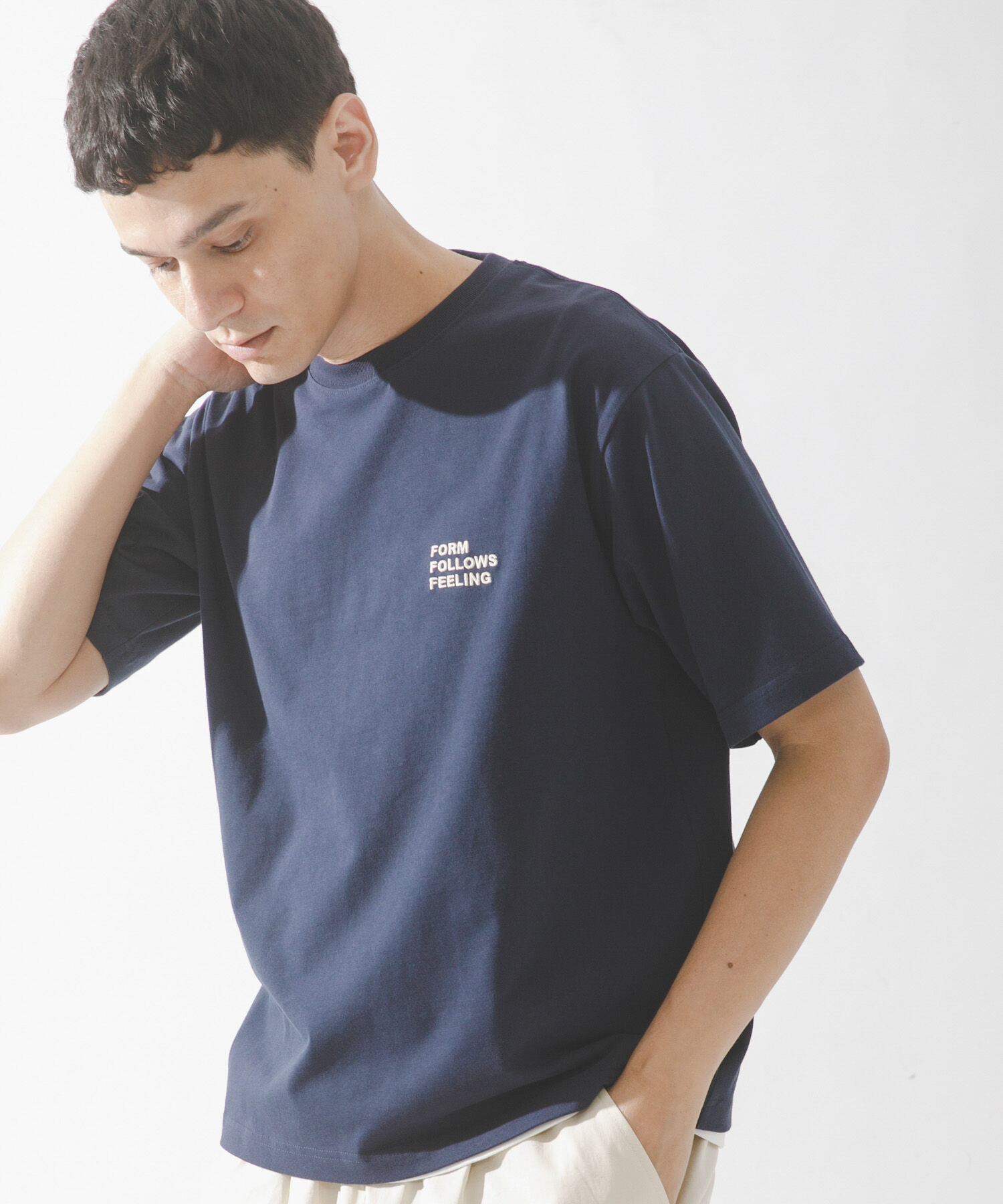 Sonny Label 「ワンポイント刺繍ショートスリーブTシャツ」|Tシャツ・カットソー|ネイビー