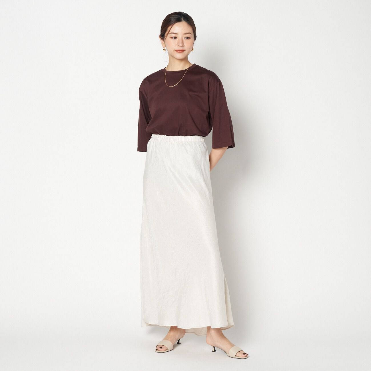 HELIOPOLE「HELIOPOLE SATIN MAXI FLARE SKIRT」|スカート|