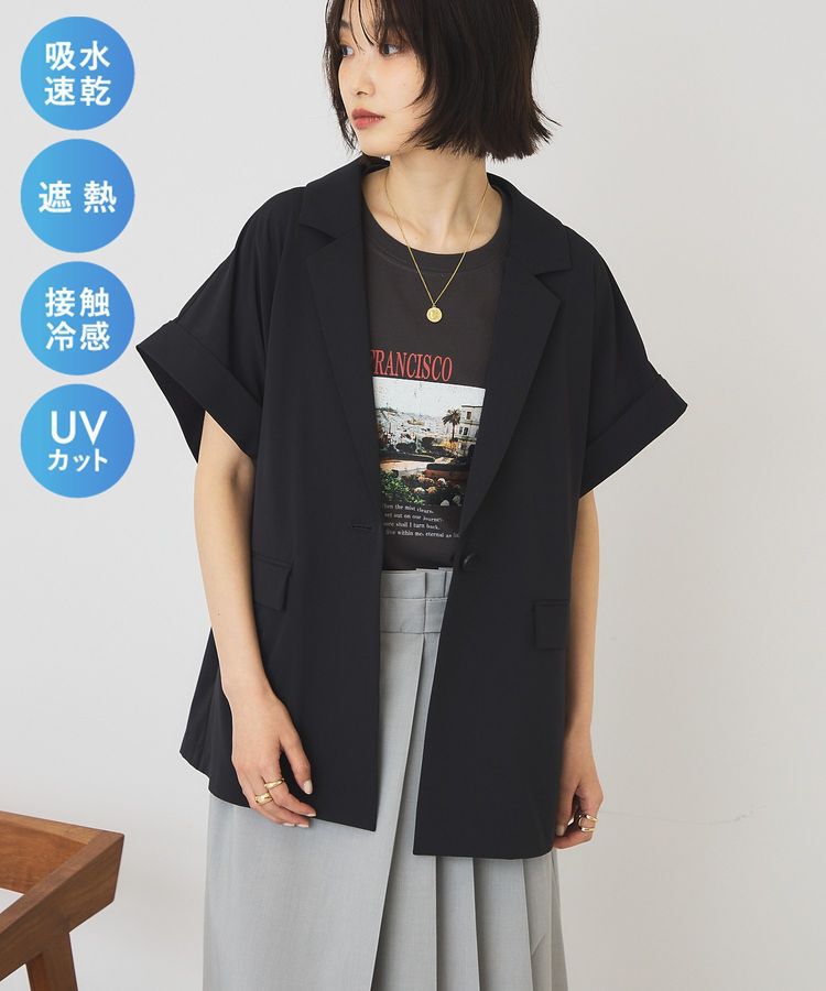 AMERICAN HOLIC「【マルチ機能】フレンチスリーブジャケット」|テーラードジャケット|Black