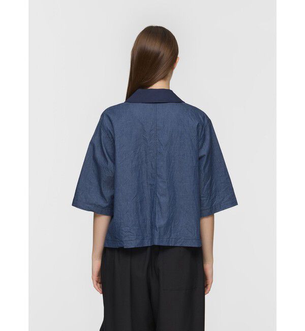 mizuiro ind「mizuiro ind ハーフスリーブデニムシャツ」|シャツ・ブラウス|