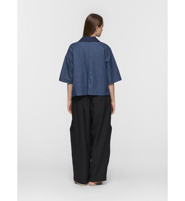 mizuiro ind「mizuiro ind ハーフスリーブデニムシャツ」|シャツ・ブラウス|