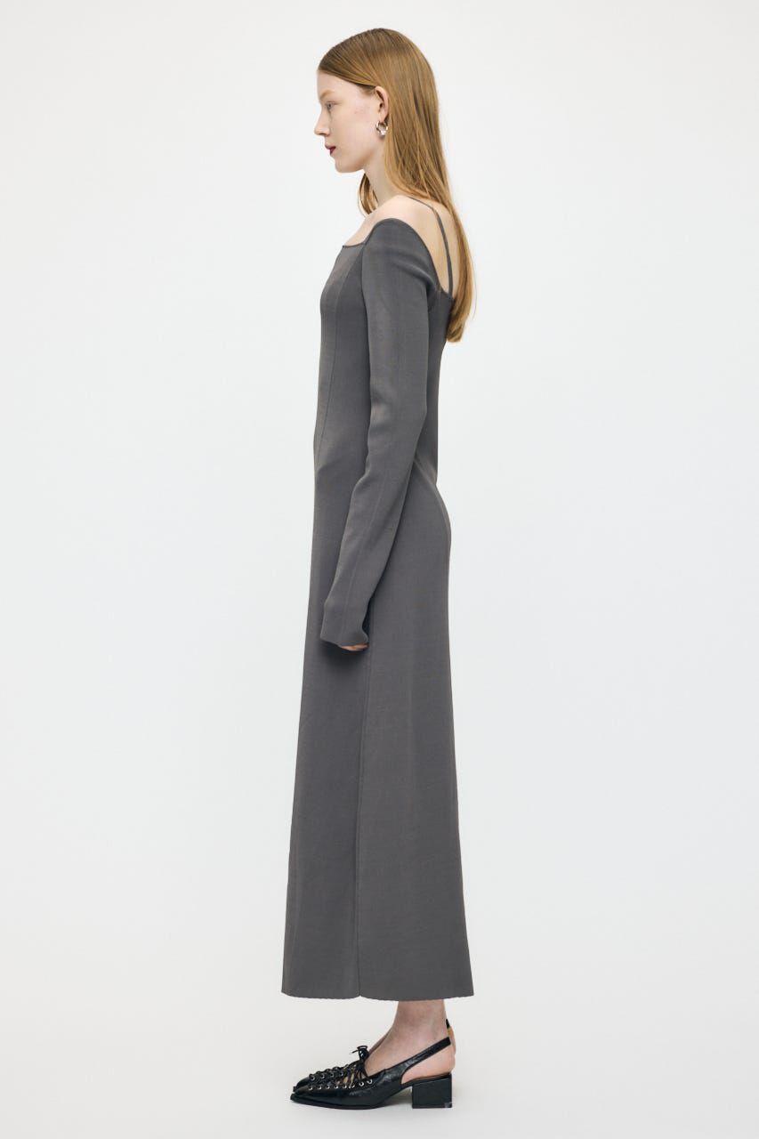 MOUSSY「OPEN NECK KNIT LONG ドレス」|ワンピース|