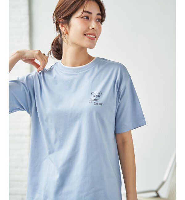 ikka「【接触冷感】裾レイヤードプリントTシャツ」|その他|サックスブルー