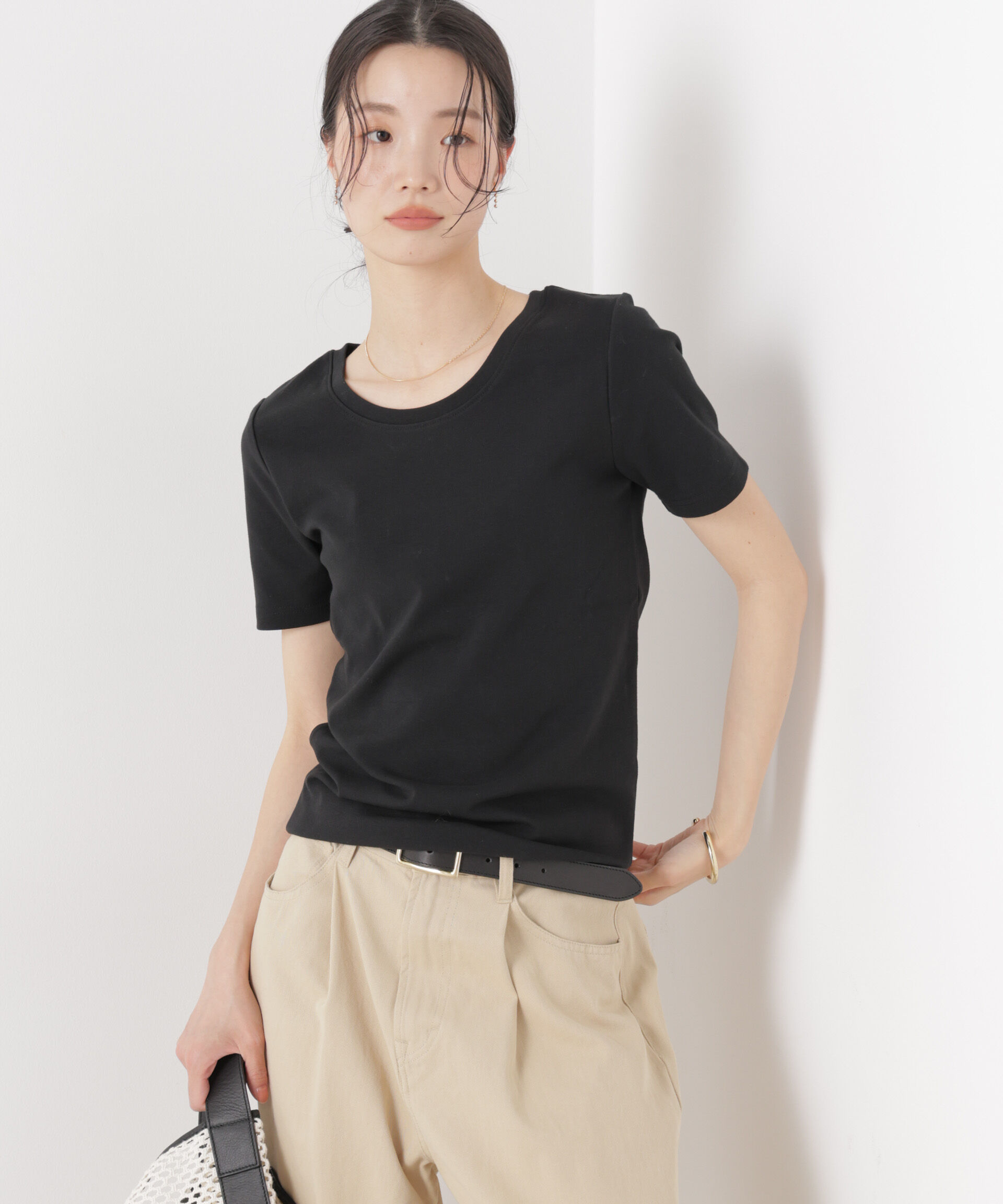 NANO universe「抗菌防臭コットンフライスカットクルーネックトップス」|Tシャツ・カットソー|