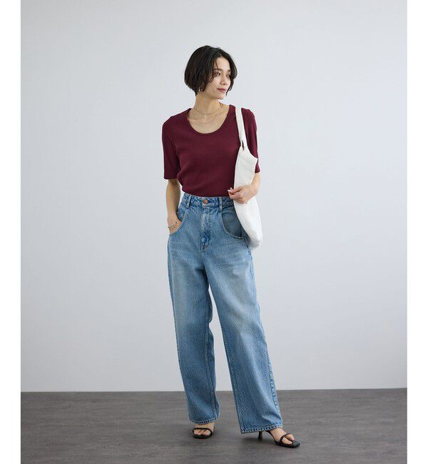 SALON adam et rope'「プリマベールファームリーリブハーフスリーブTシャツ / UVケア・洗える・新色追加」|Tシャツ・カットソー|