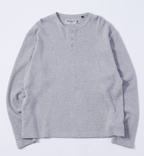  「【UNISEX】Sourcreamワッフルヘンリーネックトップス」|Tシャツ・カットソー|グレー