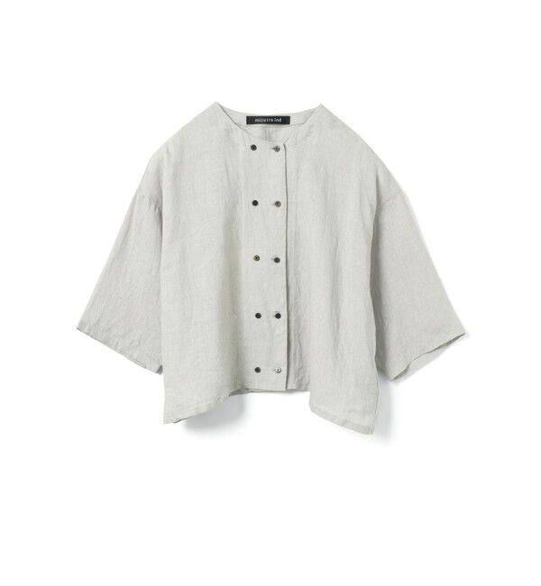 mizuiro ind「mizuiro ind リネンダブルクルーネックシャツ」|シャツ・ブラウス|ライトグレー
