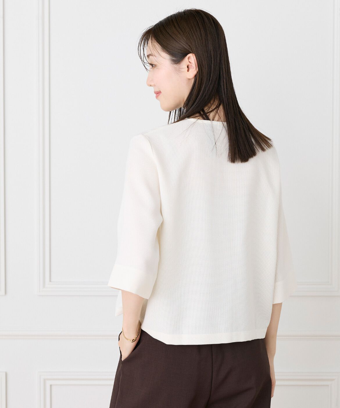 7-IDconcept.「5分袖カーディガン《日本製》｜品よく羽織れる上質な羽織り」|Tシャツ・カットソー|