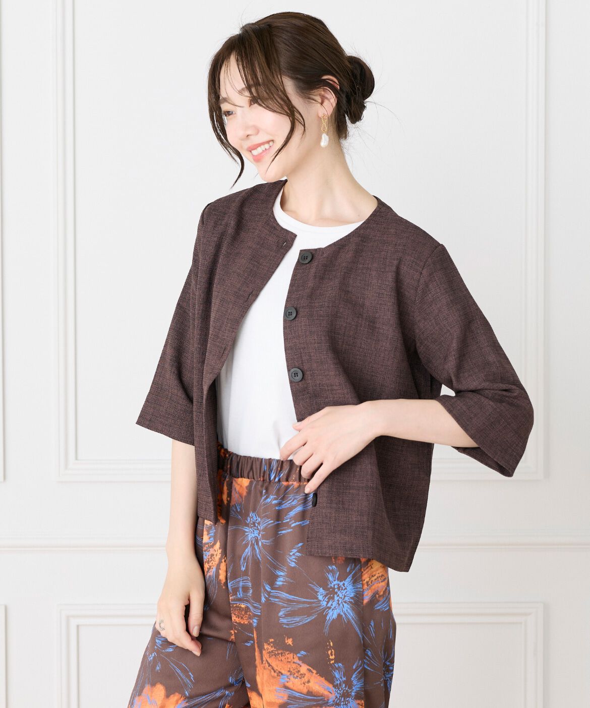 7-IDconcept.「《大きいｻｲｽﾞ》5分袖ｶｰﾃﾞｨｶﾞﾝ《日本製》|品よく羽織れる上  」|Tシャツ・カットソー|