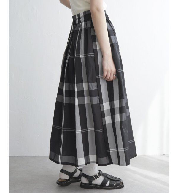 VENCE share style「タフタチェックギャザースカート」|スカート|