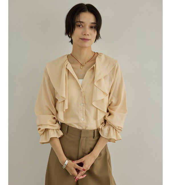 SALON adam et rope'「【WEB限定】ライトデニムフリルカラーシャツ」|シャツ・ブラウス|