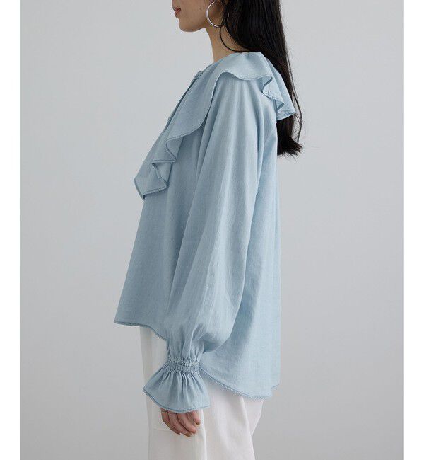 SALON adam et rope'「【WEB限定】ライトデニムフリルカラーシャツ」|シャツ・ブラウス|