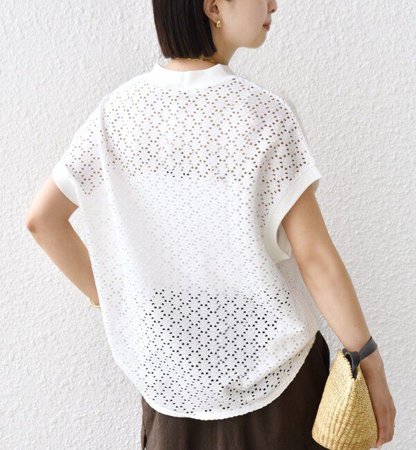 SHIPS for women「《一部追加予約》【WEB限定】〈手洗い可能〉アイレット クルーネック プルオーバー」|Tシャツ・カットソー|