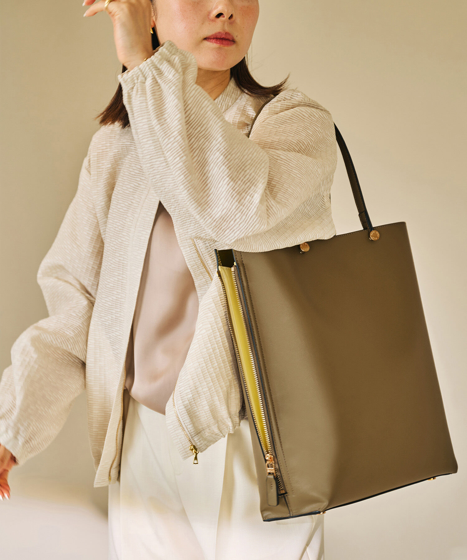 E'POR「【A4対応】【E'POR】Y BAG Large【通勤】【メディア掲載】」|トートバッグ|カーキ(36)