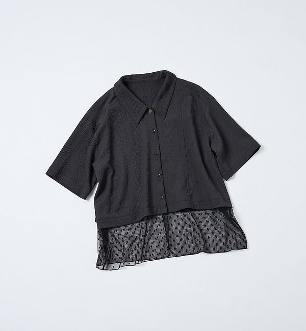 NOMINE「レイヤードヘム レース切替 半袖シャツ」|シャツ・ブラウス|