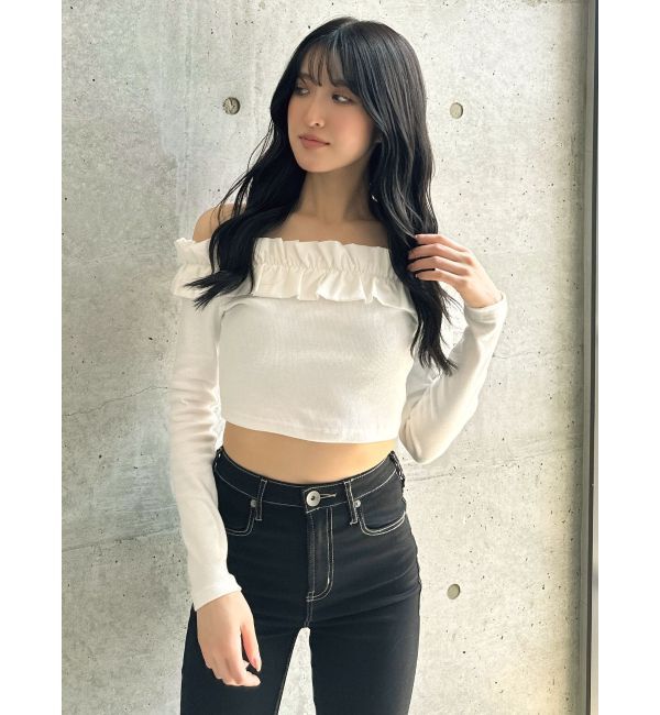 GYDA「フリルリブトップス」|Tシャツ・カットソー|