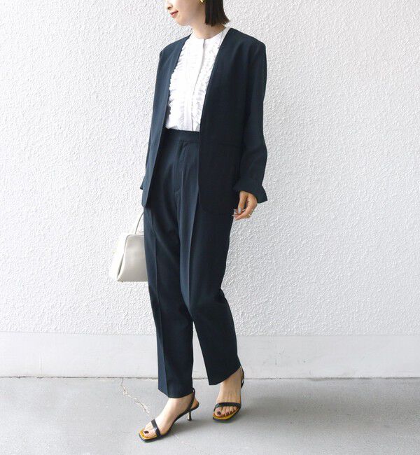 SHIPS for women「〈手洗い可能〉FUNCTIONAL カラーレス ジャケット（セットアップ対応）」|ノーカラージャケット|