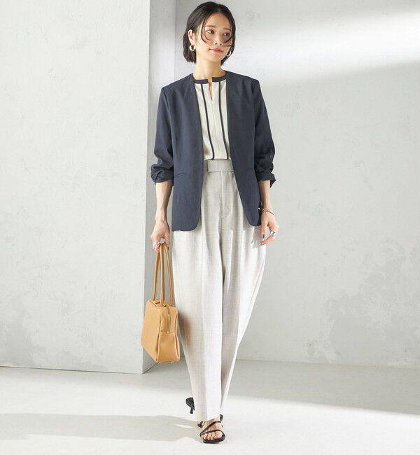 SHIPS for women「〈手洗い可能〉FUNCTIONAL カラーレス ジャケット（セットアップ対応）」|ノーカラージャケット|