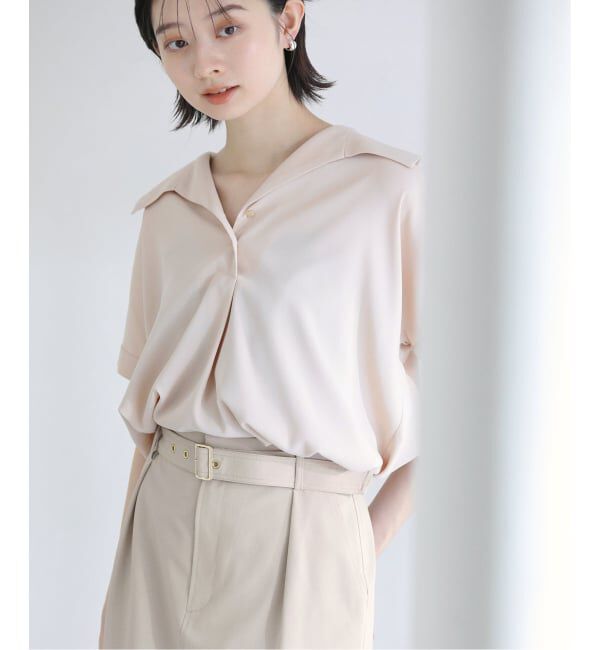  「【洗える】スキッパーカラーフレンチシャツ」|シャツ・ブラウス|