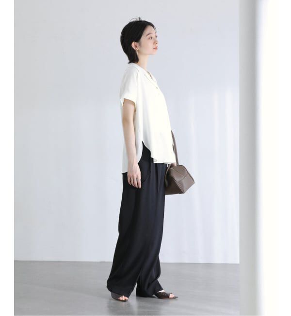  「【洗える】スキッパーカラーフレンチシャツ」|シャツ・ブラウス|