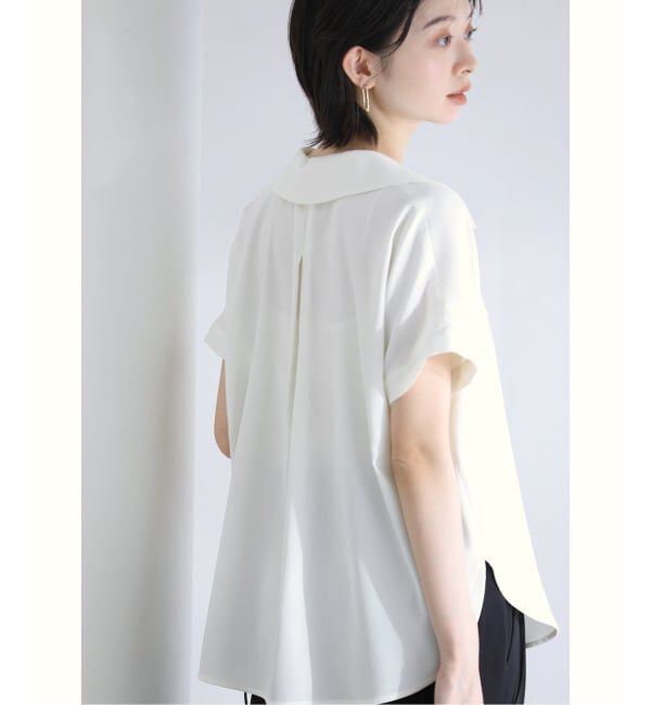  「【洗える】スキッパーカラーフレンチシャツ」|シャツ・ブラウス|
