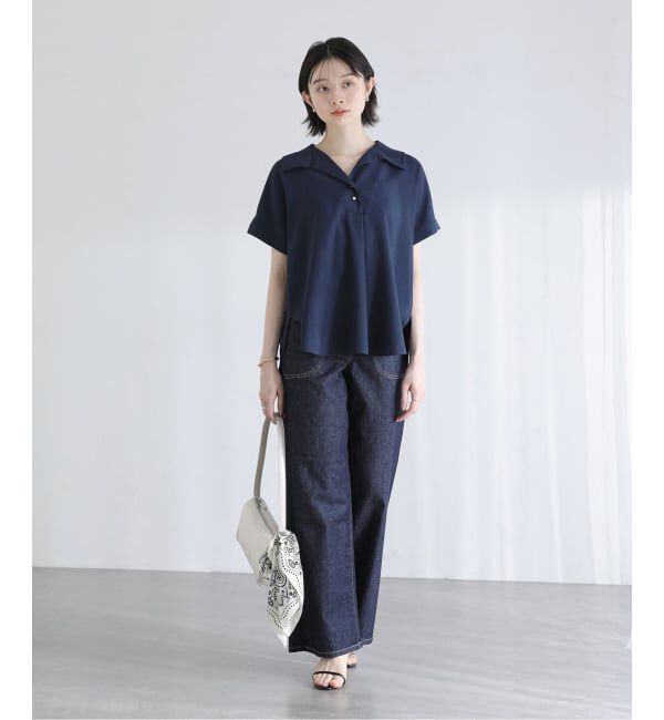  「【洗える】スキッパーカラーフレンチシャツ」|シャツ・ブラウス|